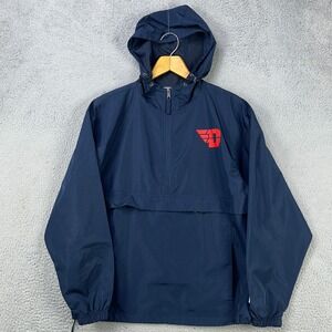 Dayton‎ Flyers Mens Windbreaker Jacket Medium Blue Quarter Zip Hoodie Champion
